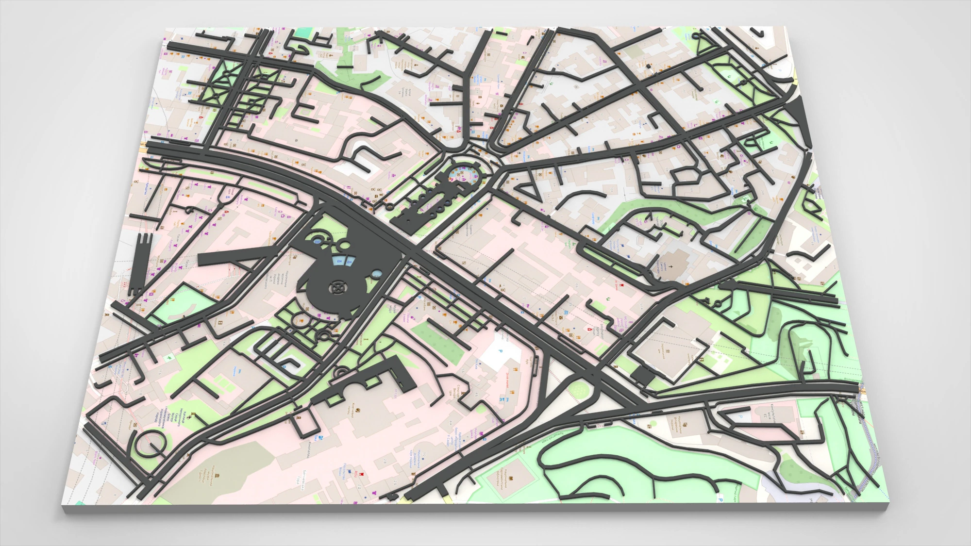Cityscape Kyiv Ukraine fragment city - streets and roads 3D Model .c4d .max .obj .3ds .fbx .stl .blend 