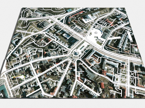 Cityscape Kyiv Ukraine fragment city - streets and roads 3D मॉडल