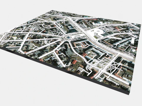 Cityscape Kyiv Ukraine fragment city - streets and roads 3D Model