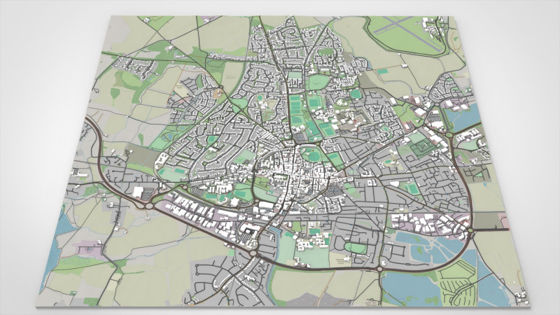 Cityscape Chichester Great Britain 3D Модель .c4d .max .obj .3ds .fbx .stl .blend