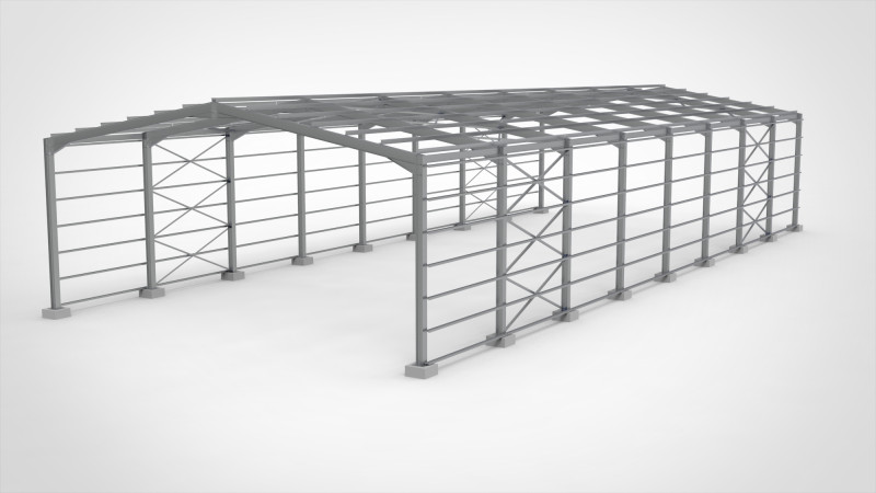 Industrial Metal Hangar Modello 3D .c4d .max .obj .3ds .fbx .stl .blend