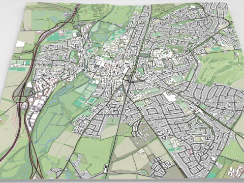 Paisagem urbana Winchester Gr&atilde;-Bretanha Modelo 3D