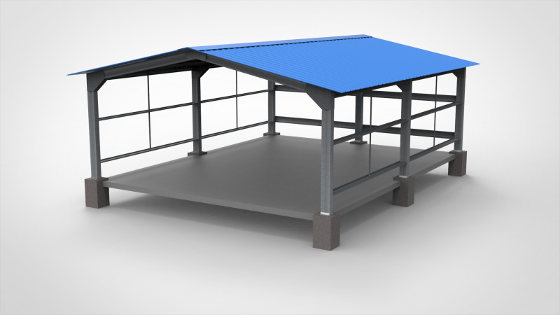 Industrial Metal Hangar Modello 3D .c4d .max .obj .3ds .fbx .stl .blend