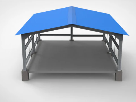 Industrial Metal Hangar 3D Model