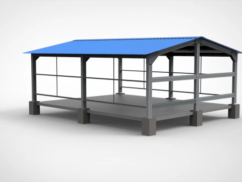 Industrial Metal Hangar 3D Model