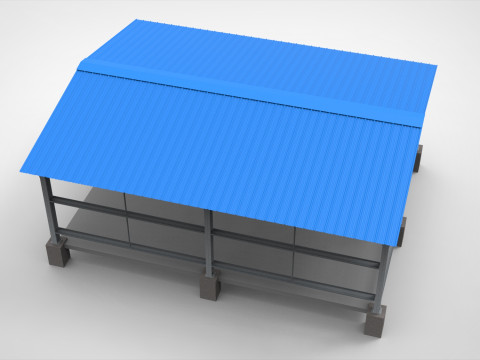 Industrial Metal Hangar Modello 3D