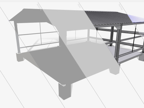 Industrial Metal Hangar Modello 3D