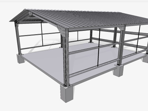 Industrial Metal Hangar Modello 3D