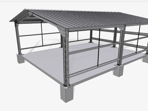 Industrial Metal Hangar 3D Model