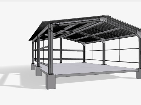 Industrial Metal Hangar Modello 3D
