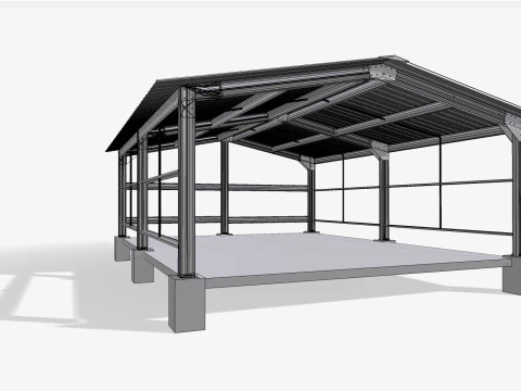 Industrial Metal Hangar 3D Model