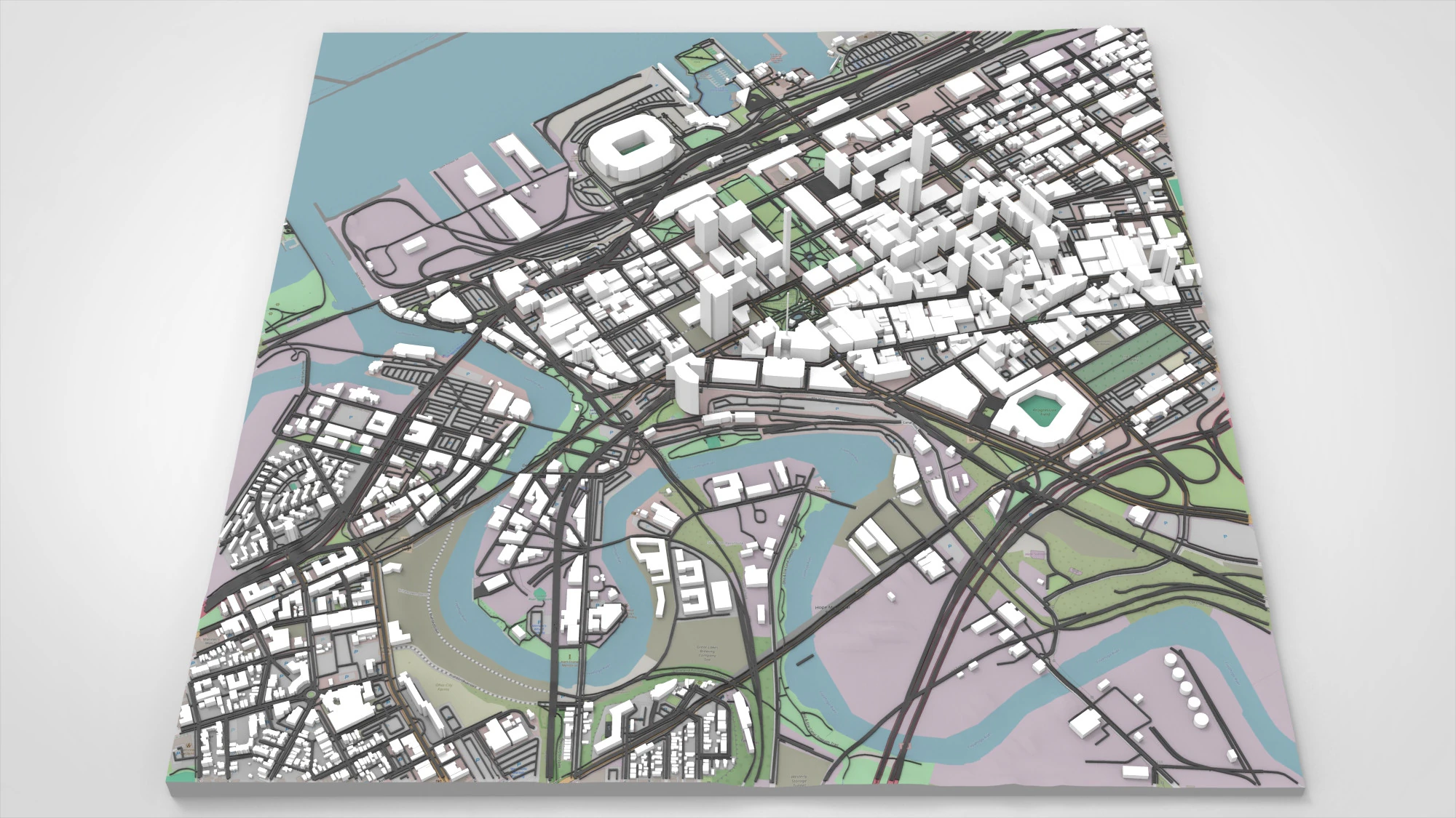 Paisagem urbana de Cleveland Ohio Estados Unidos Modelo 3D .c4d .max .obj .3ds .fbx .stl .blend 
