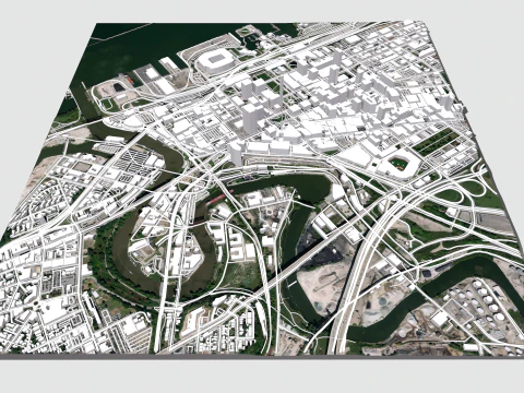 Paisagem urbana de Cleveland Ohio Estados Unidos Modelo 3D