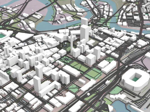 Paisagem urbana de Cleveland Ohio Estados Unidos Modelo 3D