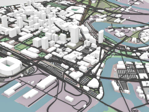 Paisagem urbana de Cleveland Ohio Estados Unidos Modelo 3D