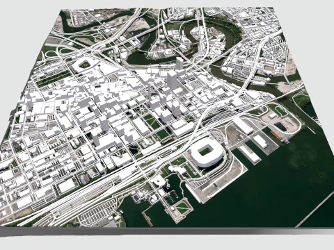 Paisagem urbana de Cleveland Ohio Estados Unidos Modelo 3D