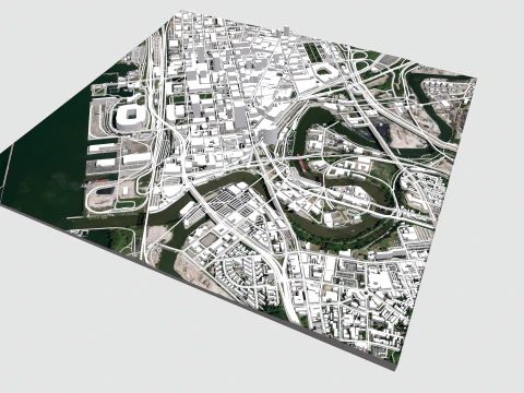 Paisagem urbana de Cleveland Ohio Estados Unidos Modelo 3D