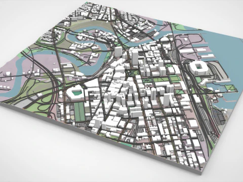 Paisagem urbana de Cleveland Ohio Estados Unidos Modelo 3D