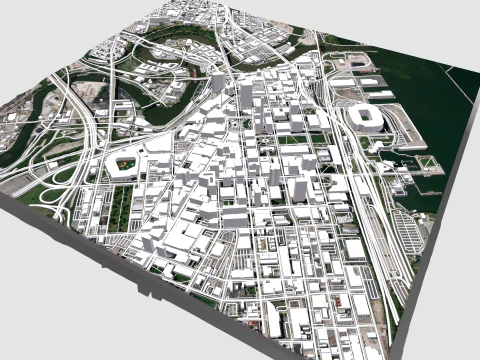 Paisagem urbana de Cleveland Ohio Estados Unidos Modelo 3D