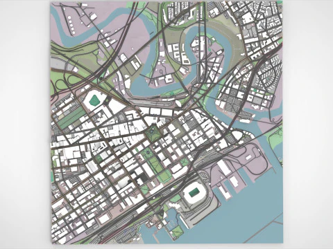 Paisagem urbana de Cleveland Ohio Estados Unidos Modelo 3D