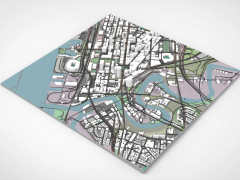Paisagem urbana de Cleveland Ohio Estados Unidos Modelo 3D