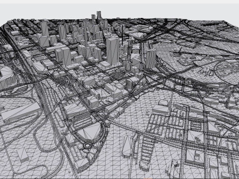 Paisagem urbana de Cleveland Ohio Estados Unidos Modelo 3D