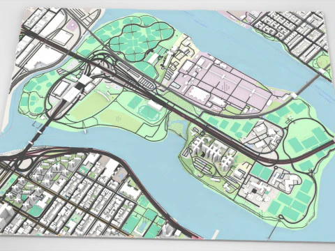 Isla Randalls Nueva York Modelo 3D