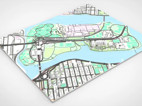 Isla Randalls Nueva York Modelo 3D