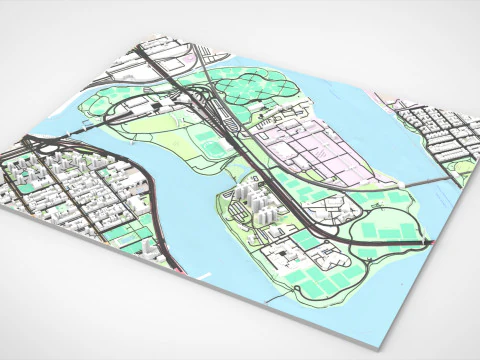 Isla Randalls Nueva York Modelo 3D