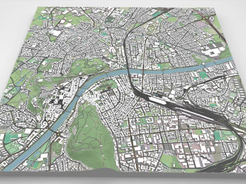 Paisagem urbana de Salzburgo, &Aacute;ustria Modelo 3D