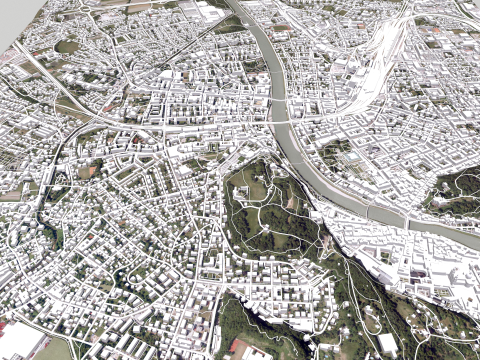 Cityscape Salzburg Austria 3D Модель