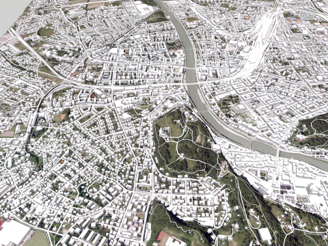 Paisagem urbana de Salzburgo, &Aacute;ustria Modelo 3D