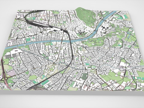 Cityscape Salzburg Austria 3D Модель