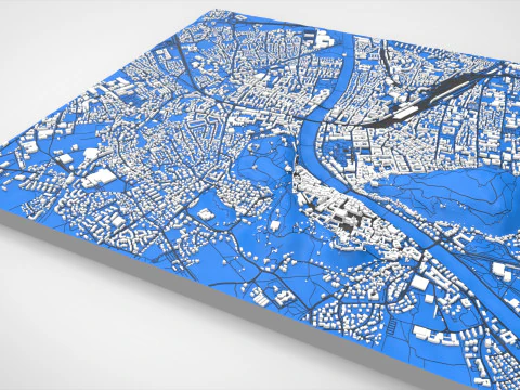 Paisagem urbana de Salzburgo, &Aacute;ustria Modelo 3D