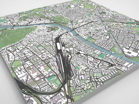 Cityscape Salzburg Austria 3D Модель