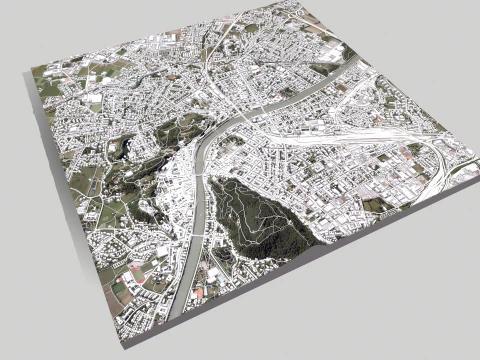 Paisagem urbana de Salzburgo, &Aacute;ustria Modelo 3D