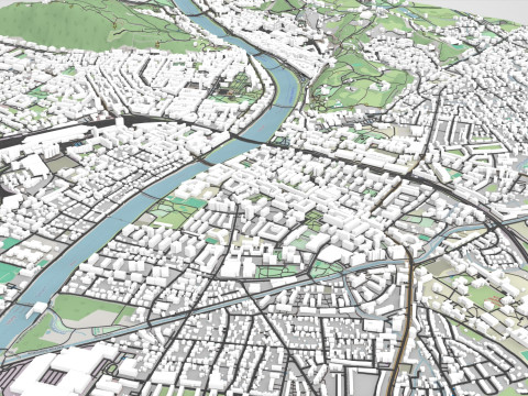 Cityscape Salzburg Austria 3D Модель