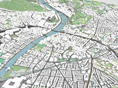 Paisagem urbana de Salzburgo, &Aacute;ustria Modelo 3D