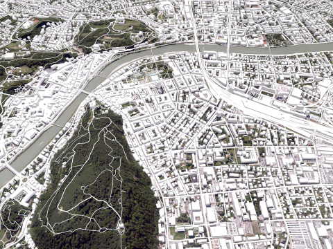 Paisagem urbana de Salzburgo, &Aacute;ustria Modelo 3D