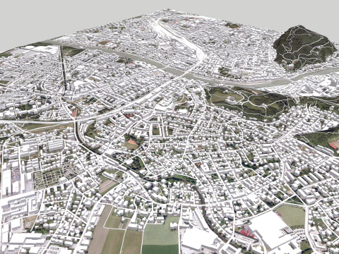 Paisagem urbana de Salzburgo, &Aacute;ustria Modelo 3D