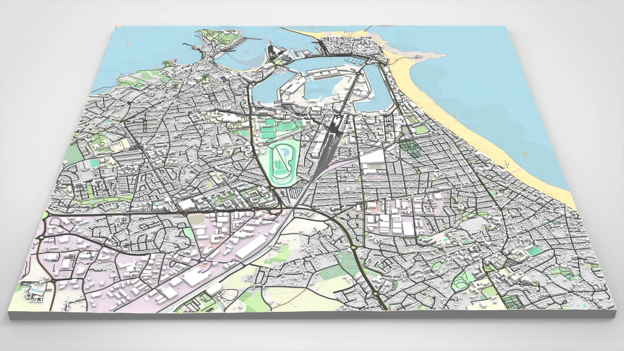Paisagem urbana de Saint-Malo Fran&ccedil;a Modelo 3D .c4d .max .obj .3ds .fbx .stl .blend 