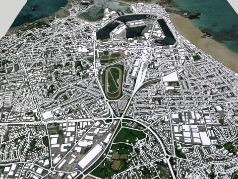 Paisagem urbana de Saint-Malo Fran&ccedil;a Modelo 3D