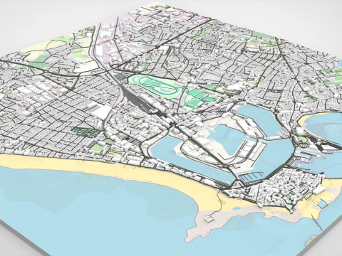 Paisagem urbana de Saint-Malo Fran&ccedil;a Modelo 3D
