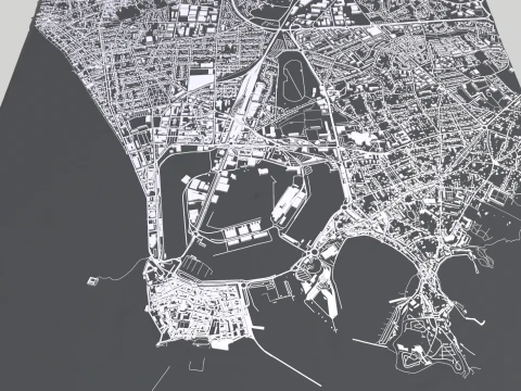 Paisagem urbana de Saint-Malo Fran&ccedil;a Modelo 3D