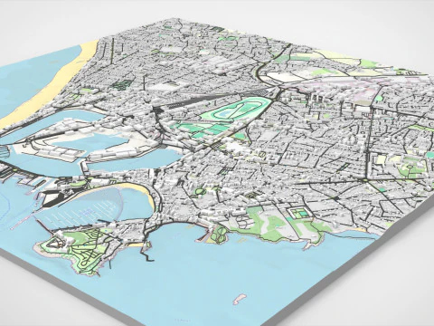 Paisagem urbana de Saint-Malo Fran&ccedil;a Modelo 3D