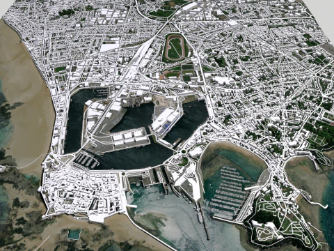 Paisagem urbana de Saint-Malo Fran&ccedil;a Modelo 3D