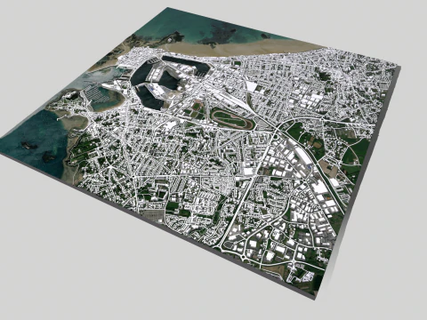 Paisagem urbana de Saint-Malo Fran&ccedil;a Modelo 3D