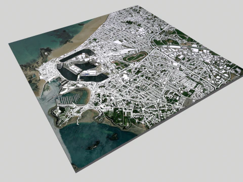 Paisagem urbana de Saint-Malo Fran&ccedil;a Modelo 3D