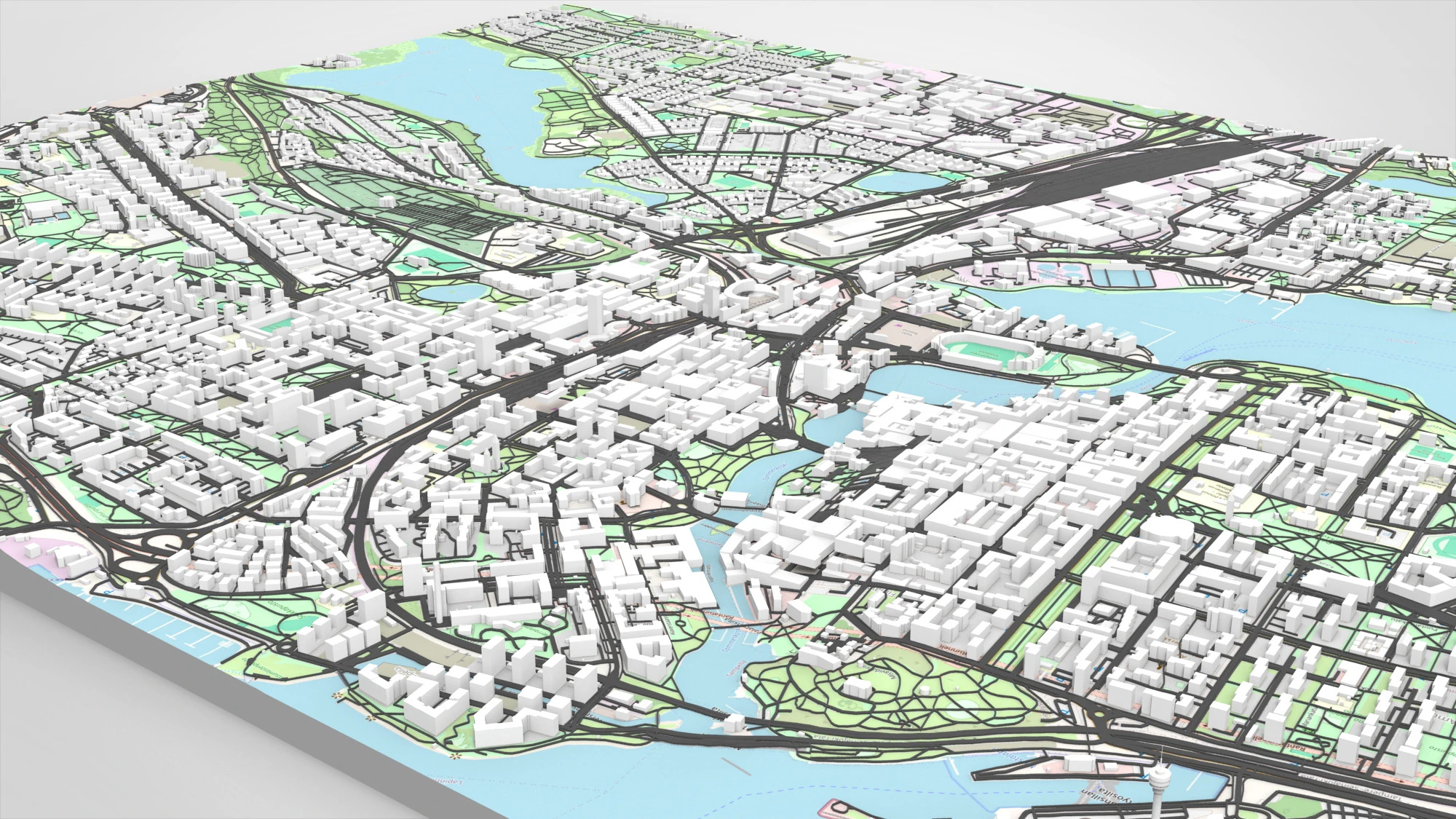 Paisagem urbana de Tampere, Finl&acirc;ndia Modelo 3D .c4d .max .obj .3ds .fbx .stl .blend 