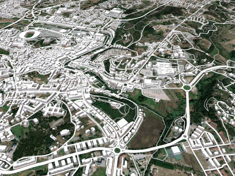 Paisagem urbana Leiria Portugal Modelo 3D